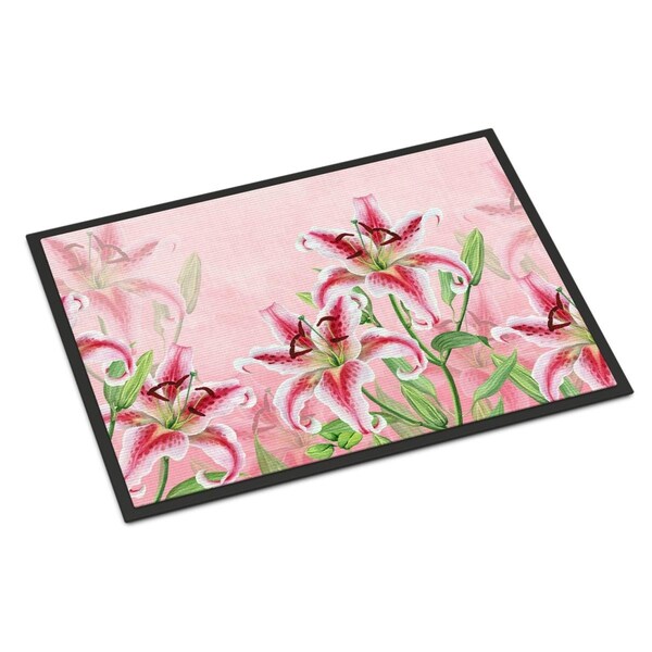 Carolines Treasures 18 x 27 in. Pink Lillies Indoor or Outdoor Mat BB7446MAT - main